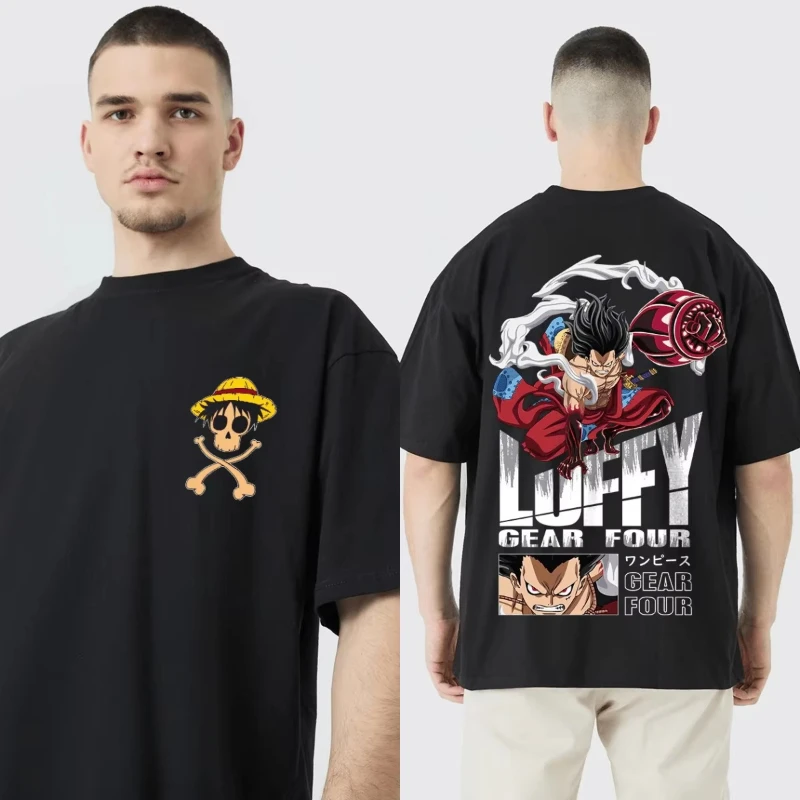 

New Men's and Women's Pure Cotton Animation T-shirt Luffy Gear Four Men's Oversized Printed T-shirt High-quality Casual Top