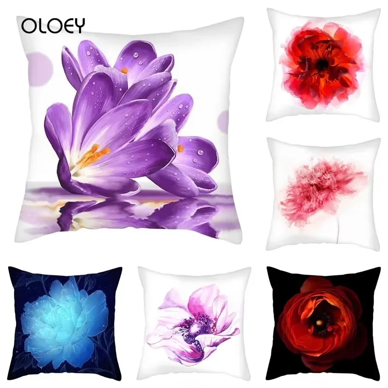 

Цветочная наволочка из полиэстера, квадратная наволочка для спальни, дома, отеля, спальни, украшения автомобиля, мягкая наволочка 45*45 см ..