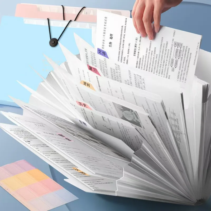 Transparent Insert File Folder A4 Document Bag Multi-Layer Expanding Wallet Folder Holder Organizer for School Office Stationery