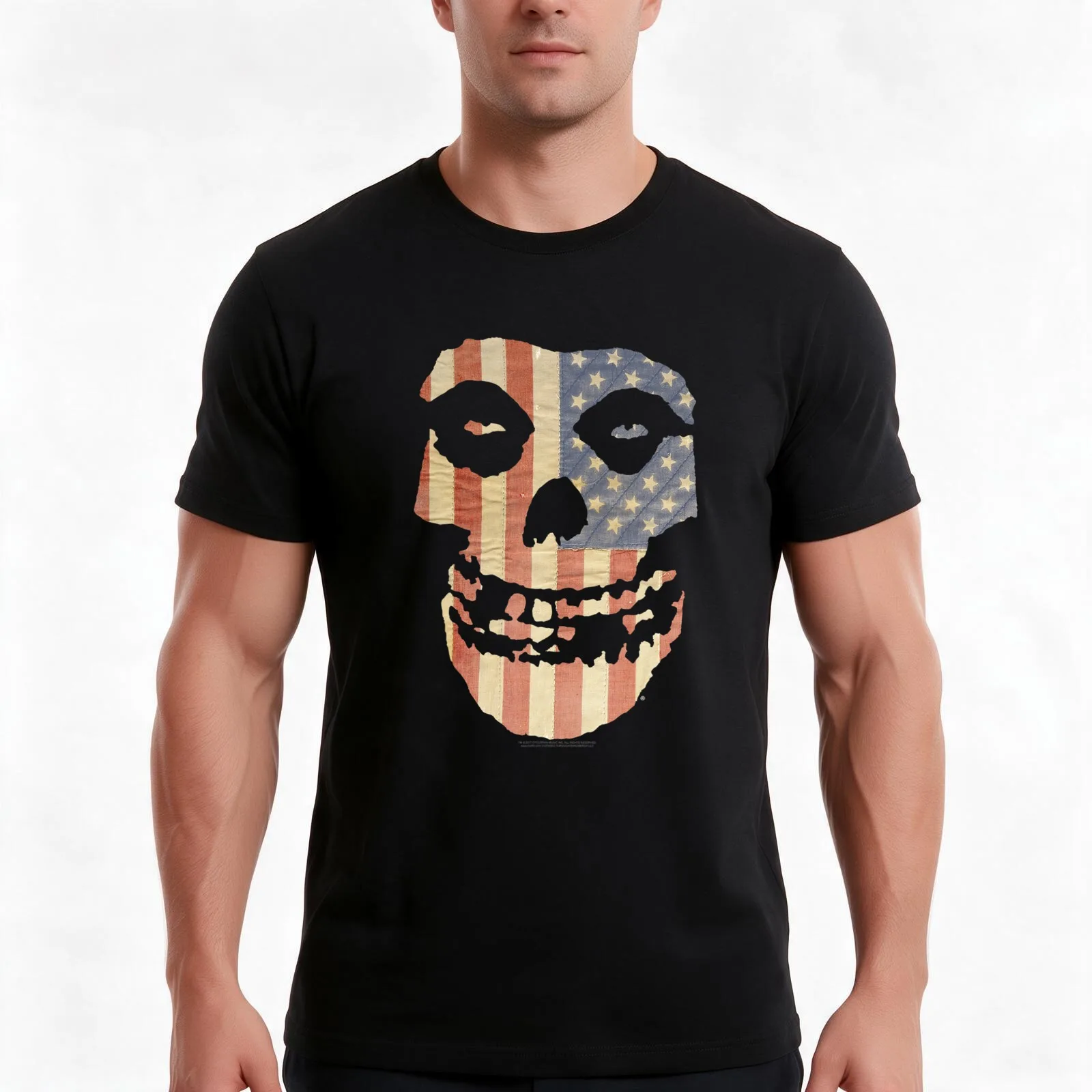 Mens Misfits Fiend Flag T-Shirt, Summer Casual Cotton Tee, Oversized Streetwear Tops, Vintage Graphic Print, Unisex Men Women