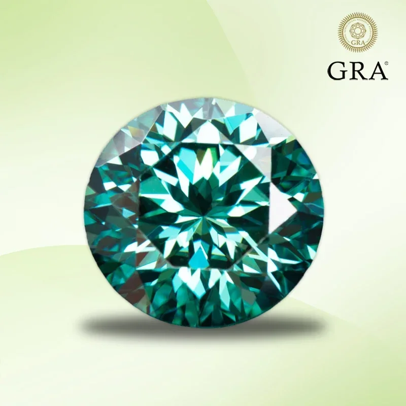 

Moissanite Gemstone Primary Color Emerald Green Round Shape Plum Blossom Cut Lab Grown Diamond Women Jewelry with GRA