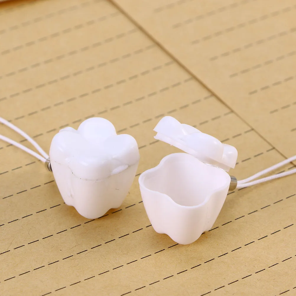 

12pcs Lovely Teeth Shaped Milk Tooth Boxes Smooth Plastic Keepsake Cases For Shower Christmas Gift Necklaces