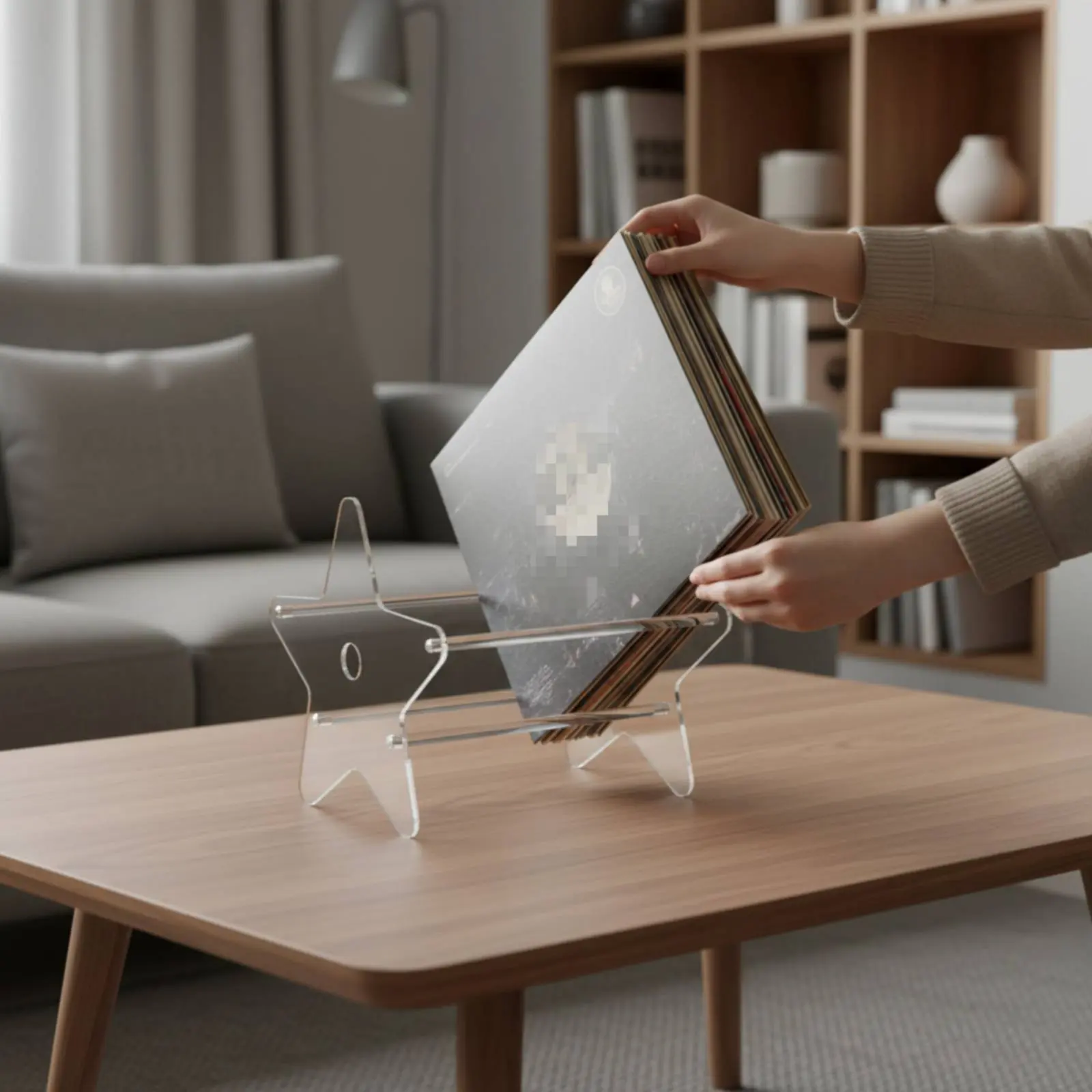 

Acrylic Magazine Stand Space-Saving Acrylic Album Display Rack Vinyl Album Holder Modern Design Desktop Album Holder