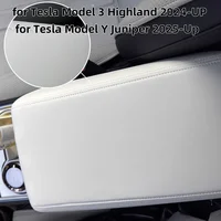 Caja de reposabrazos de cuero, cubierta protectora ABS para Tesla Model 3 Model Y 2017-2023 Highland 2024 Juniper 2025, accesorios de tapa de reposabrazos