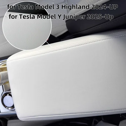 Caja de reposabrazos de cuero, cubierta protectora ABS para Tesla Model 3 Model Y 2017-2023 Highland 2024 Juniper 2025, accesorios de tapa de reposabrazos