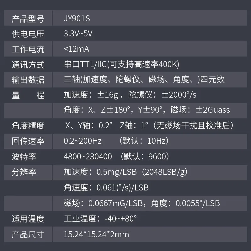 JY901S Acceleration MPU9250 Angle Sensor Digital Gyroscope Magnetic Field Tilt MPU6050 Module