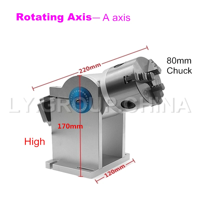 D80 Rotary Axis 80MM Chucks For Jewelry Steel Metal Fiber Laser Marking Machine Use A Axis 4th Rotaration Engraver Cutter Parts