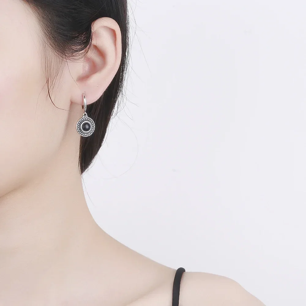 Vintage Jewelry Natural Round Moonstone Earrings S925 Silver Simple Fashion Wedding Party Anniversary Gift for Women 5