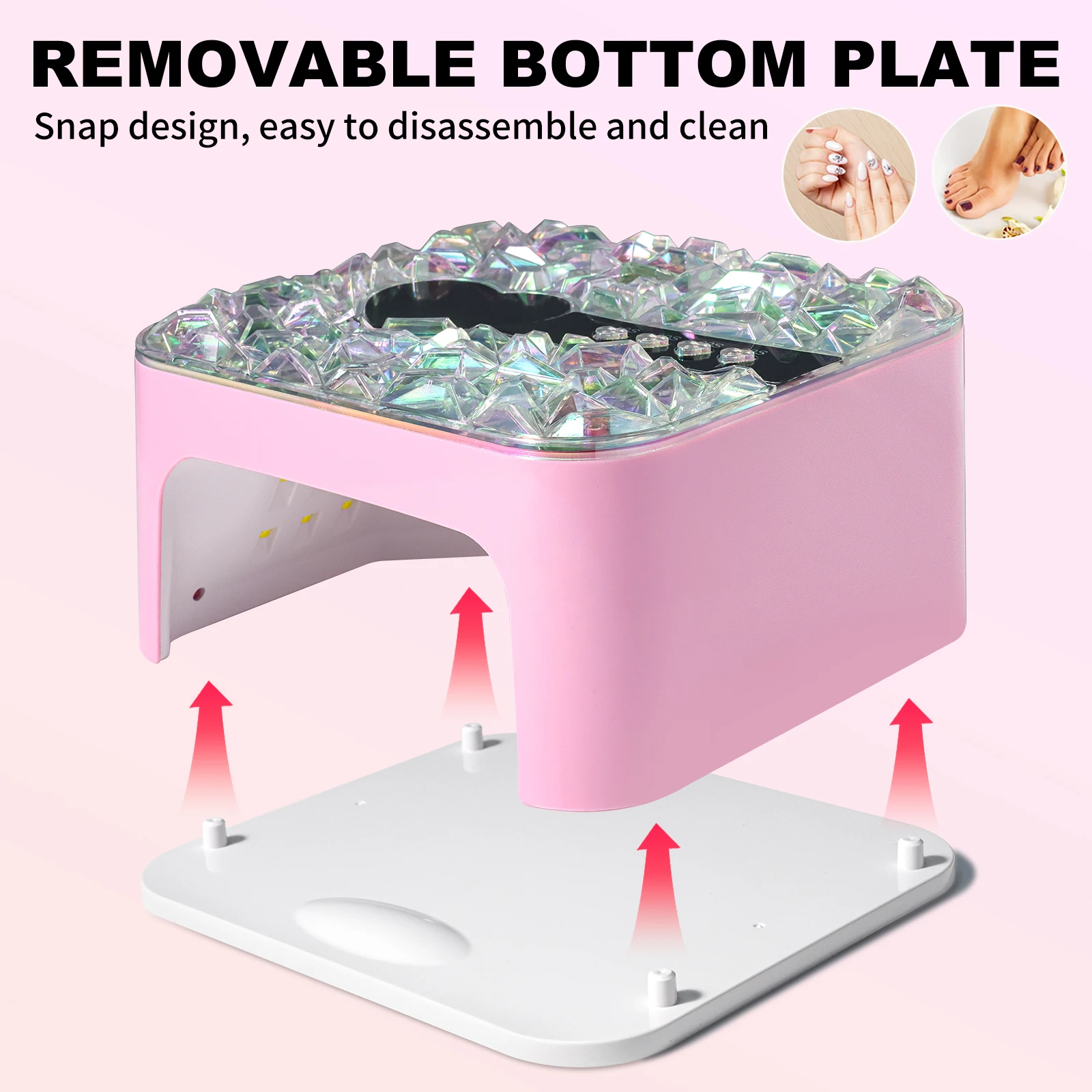 3D Crystal UV LED Nail Lamp For Fast Drying Gel Nail Phototherapy Machine 45 LEDs Heart Shape Manicure Salon Tool Equipment