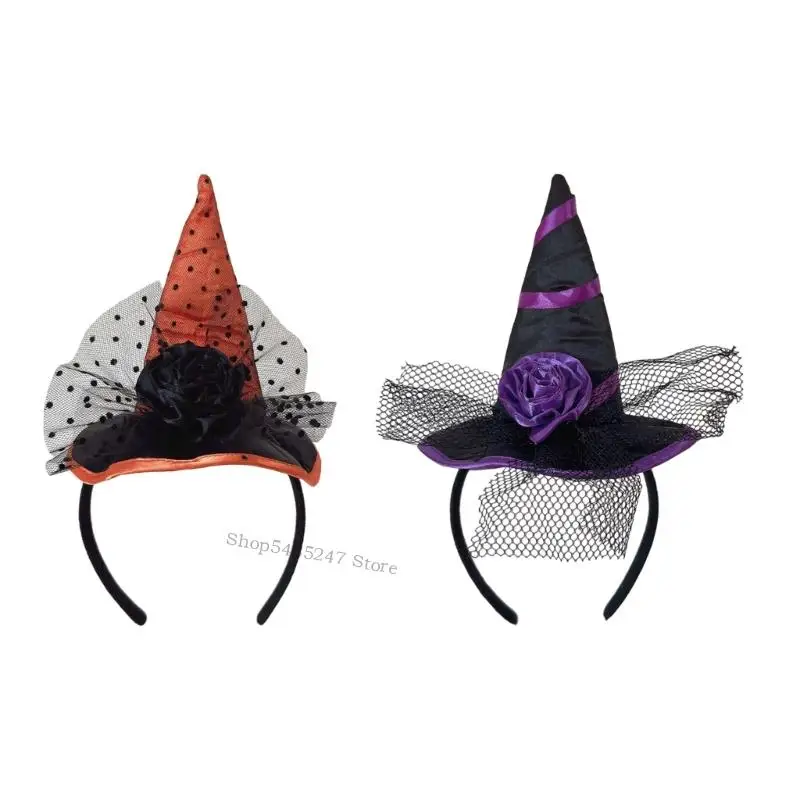 

Breathable Non Woven Fabric Witch Headpiece Halloween Hair Ornament Headband Props For Adults Kids Cosplay