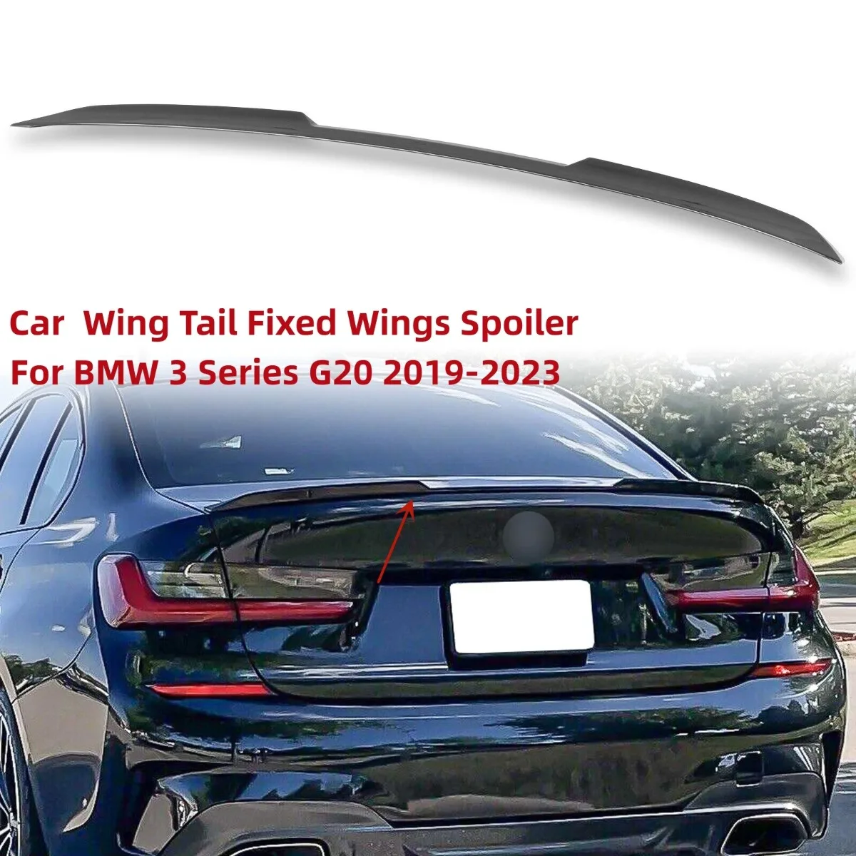 

Спойлер на крыло заднего крыла с фиксированными крыльями, спойлер на крышу багажника автомобиля для BMW 3 серии G20 320i 325i 330i M3 2019 2020 2021 2022 2023