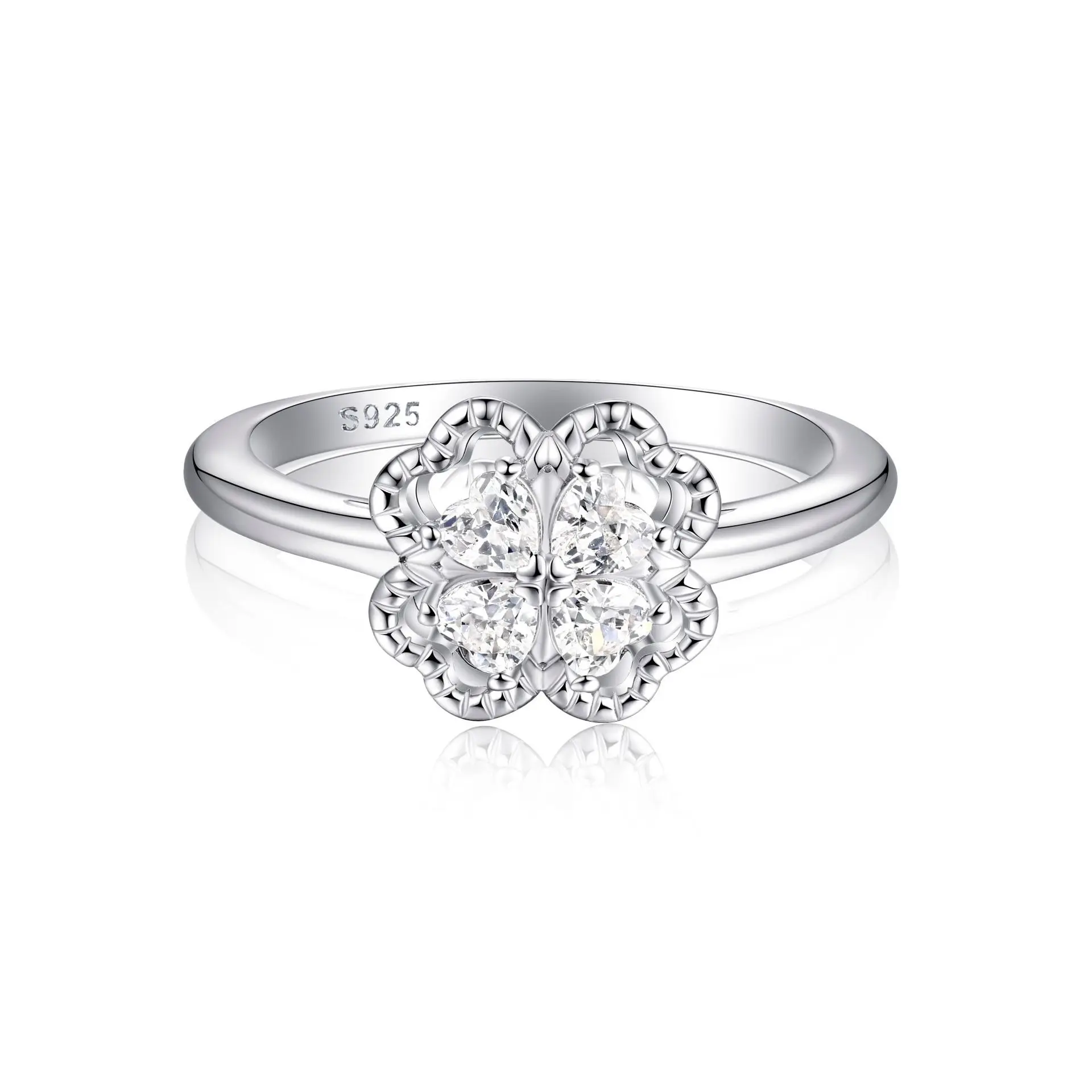 Hot selling 100% S925 silver bracelet electroplated gold zircon silver ring, light luxury and high-end wedding jewelry