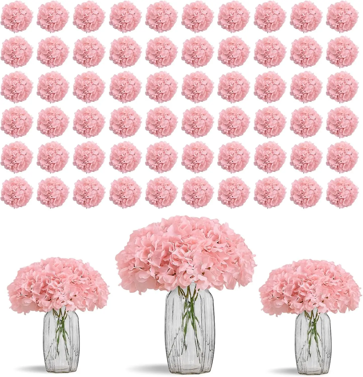 

80PCS Silk Hydrangea Artificial Flowers with Stems for DIY Wedding Centerpiece, Home Party Decoration