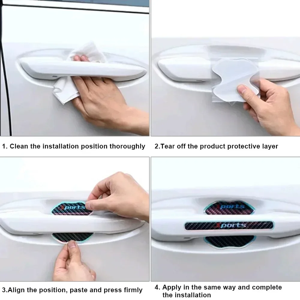 8 قطعة وعاء باب السيارة مقاومة للخدش حماية ملصقات اكسسوارات السيارات مقبض باب السيارة الطلاء المضادة للتصادم فيلم مضيئة