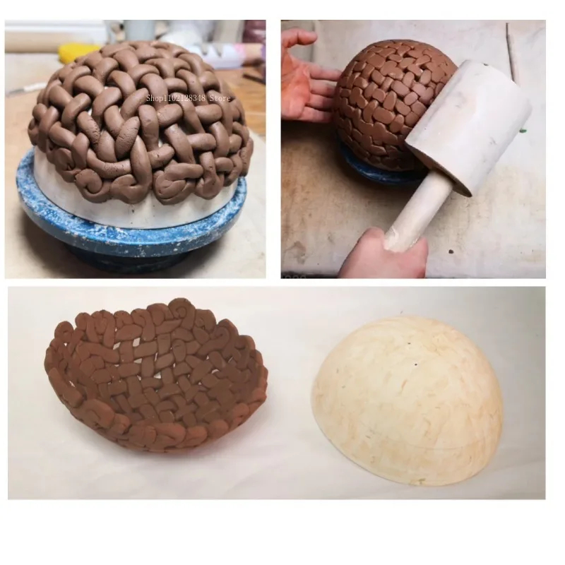 Pottery Mold Semi-round Solid Wood Bowl Mould Hand-DIY Clay Sculpture Japanese Ceramic Pot Belly Bowl Modeling Ceramic Make Tool