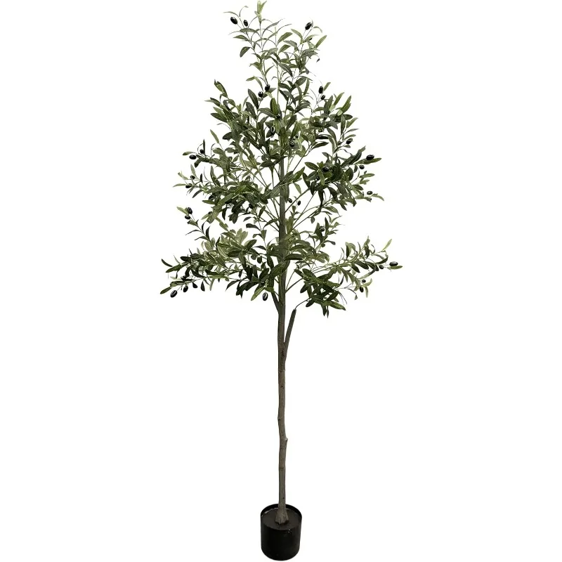 

Artificial Olive Trees Indoor, 6FT Tall Artificial Plants, Faux Olive Tree with Natural Wood Trunks, Lifelike Fruits and Leaves