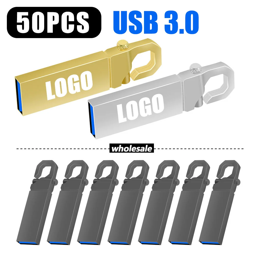 

50PCS/LOT High Wholesale Free Laser Custom Speed USB Flash Drive 3.0 4GB 8GB 16GB 32GB 64GB 128GB Pendrive metal usb sticks Gift
