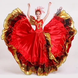 Traje de toreo Flamenco español para mujer, falda completa de baile con apertura, puesta en escena española, faldas grandes de baile con vuelo