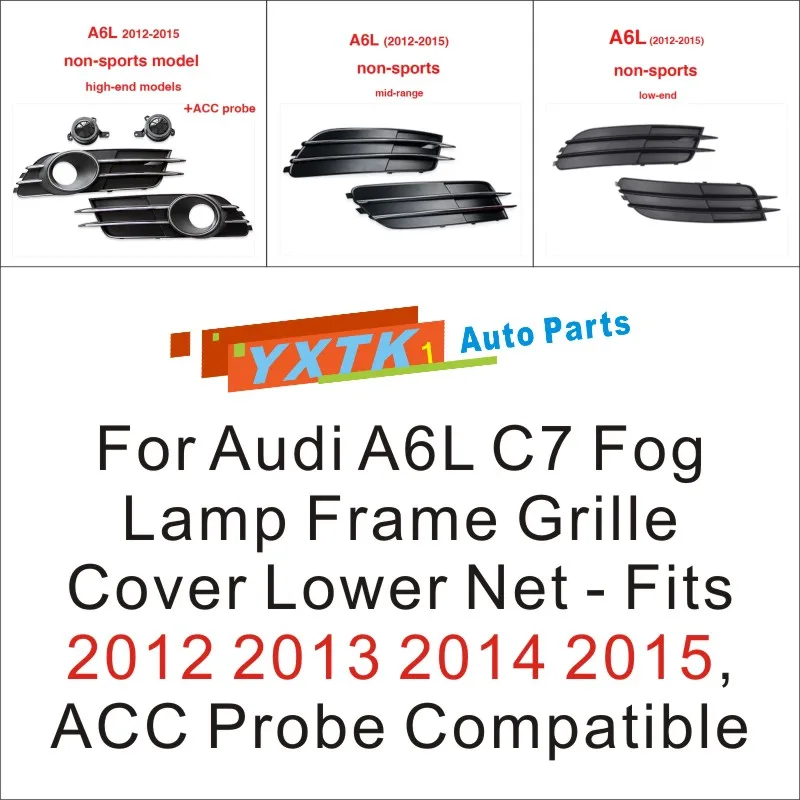 For Audi A6L C7 Fog Lamp Frame Grille Cover Lower Net - Fits 2012 2013 2014 2015, ACC Probe Compatible