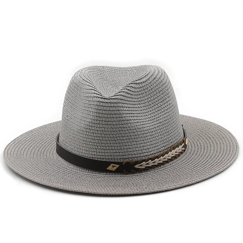 58-60CM Panama Hat Summer Leisure Sun Hats For Women Men Beach Straw Hats Fashion UV Sun Protection Travel Caps Chapeu Feminino