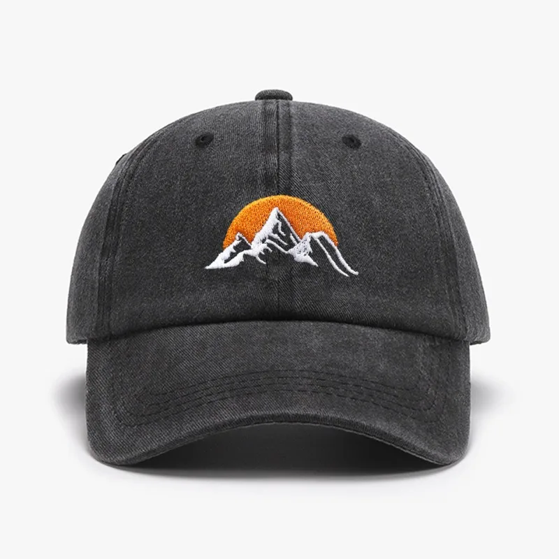 1pc unisex geborduurde zonsondergang honkbalhoed, effen kleur verstelbaar buiten casual sport zachte trucker hoed, geschikt voor dagelijks gebruik