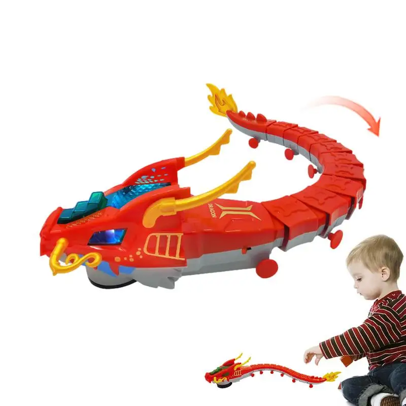 Cartoon Dragon Building Automatic Obstacle Avoidance Educational Dragon Toy Funny Dragon Toy With Snake Walk For Nursery Living