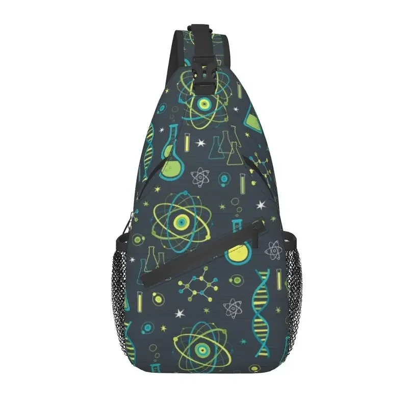 Midcentury Modern Science Sling Crossbody Backpack Men Custom Chemistry Biology Chest Shoulder Bag for Traveling Daypack