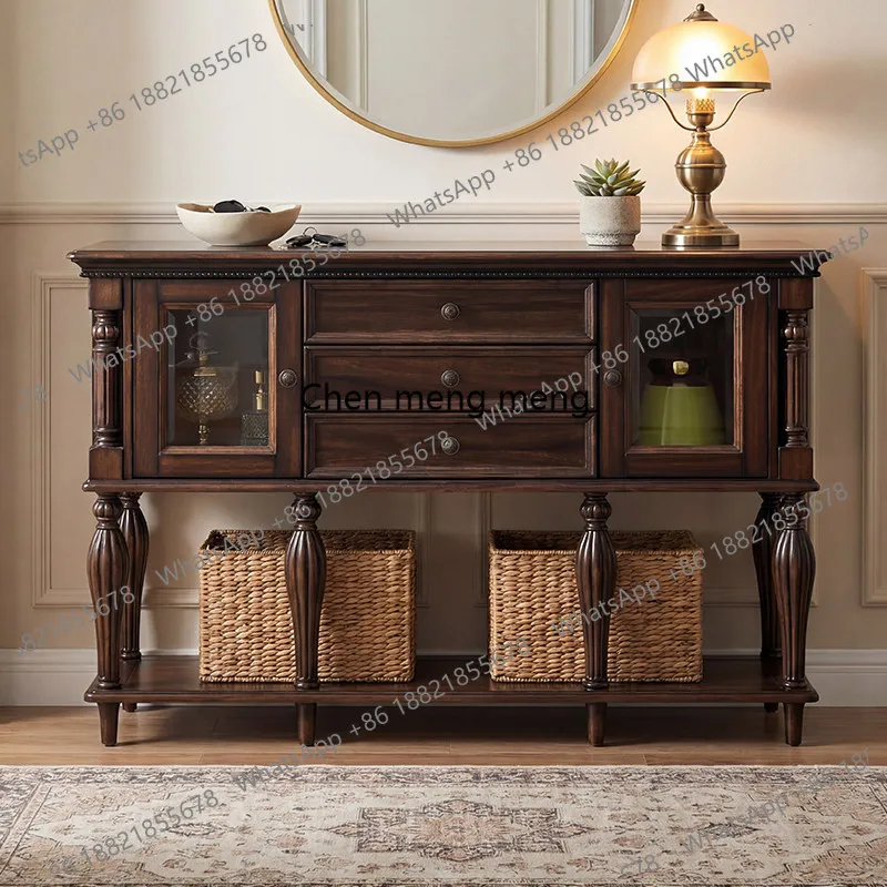 

American solid wood porch cabinet simple living room dining side cabinet entry, against the wall, back a few tea lockers