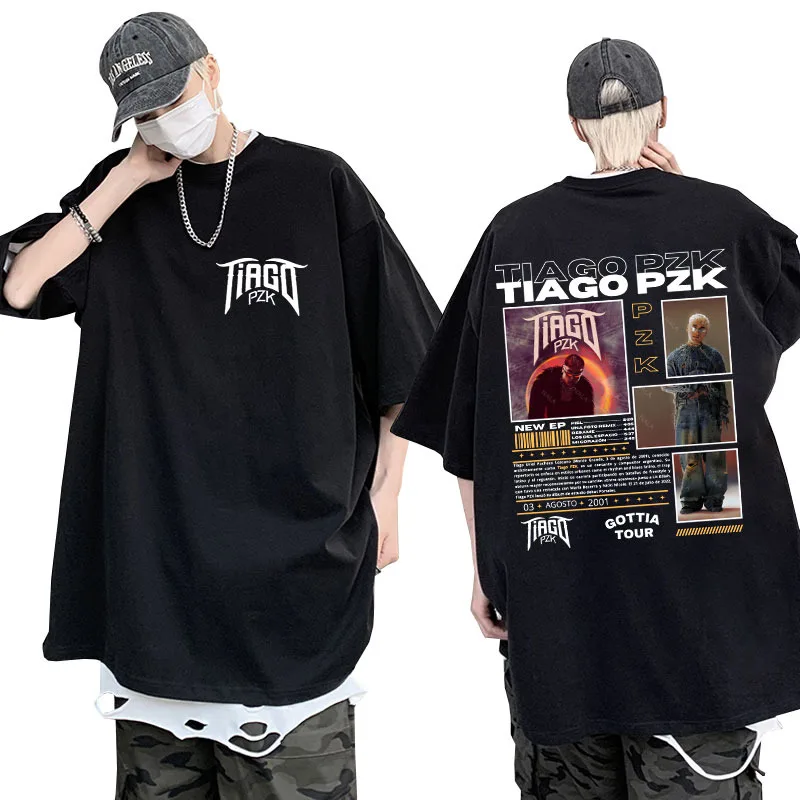 Rapper Tiago Pzk Gottia Tour Cover T Shirt Men's Women's Clothes Fashion Vintage T-shirts Hip Hop Oversized Tees Short Sleeve