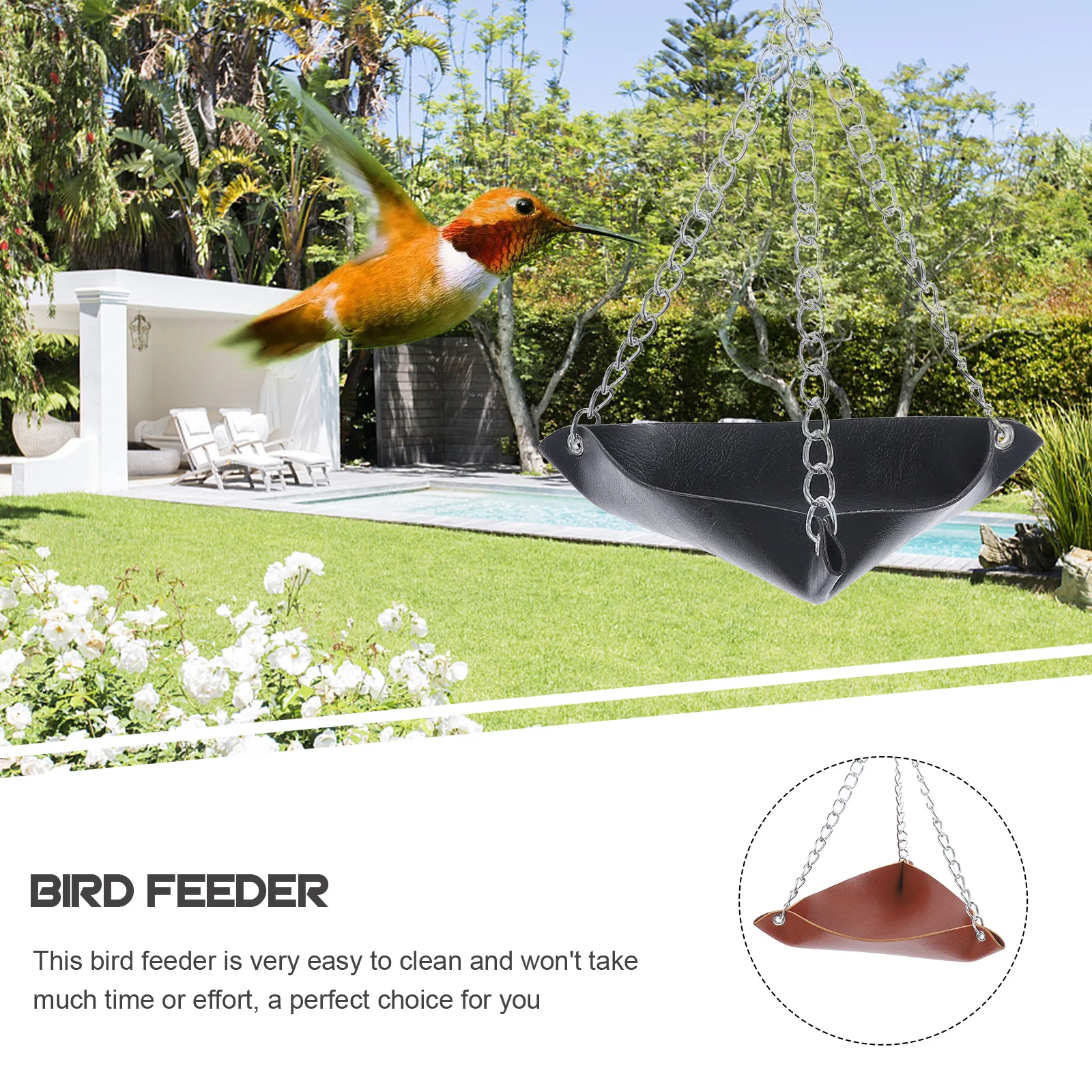 

Bird Hanging Feeder Durable Wear Resistant Outdoor Food Container Garden Balcony Feeding Tray Bird Feeder Hanging Bowl