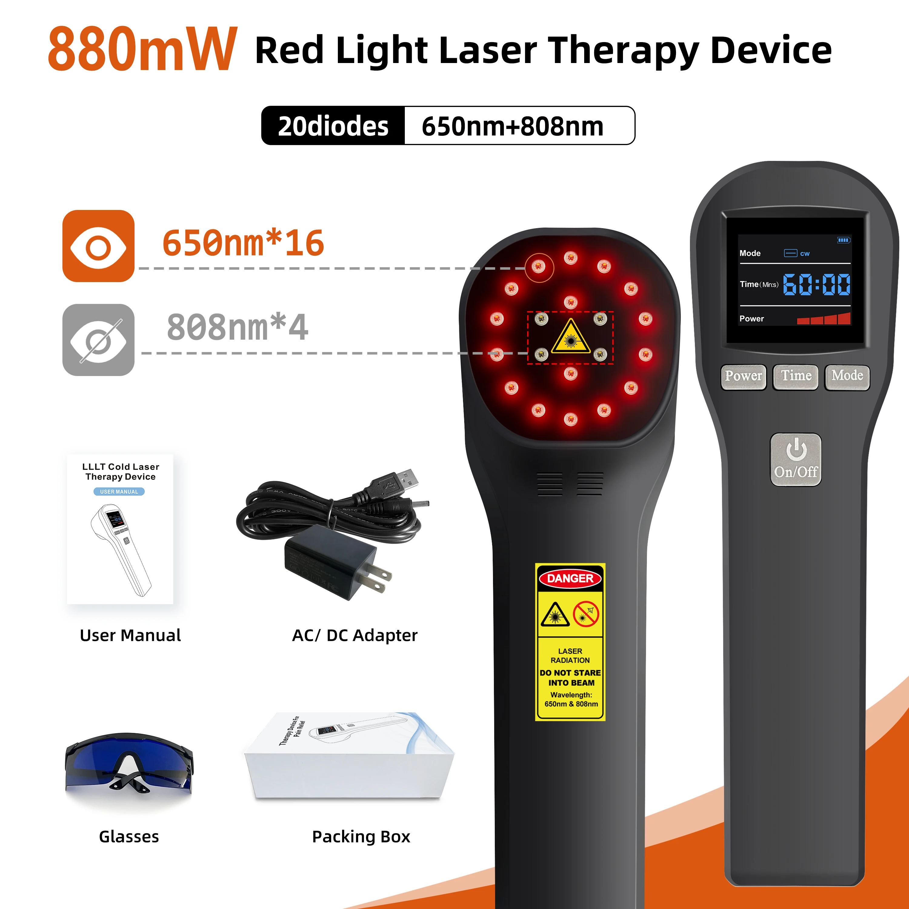ZJKC Infraroodlicht Koude Lasertherapie Apparaat 650nm 808nm 905nm 980nm voor Sportblessures, Artritis, Hielspoor en Pijnbestrijding