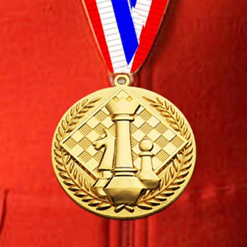 Award Medals With Neck Ribbon Creative Gold Medals For Kids Chess Award Medals Portable Honor Roll Medals Trophy Award Prize