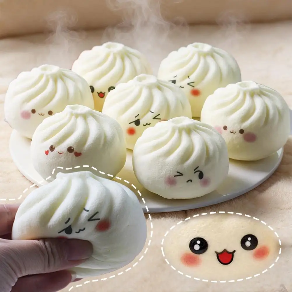 PU Slow Rebound Simulation Mantou Stuffed Bun Model Fake Food Decompression Kneading Music Home Decoration Props