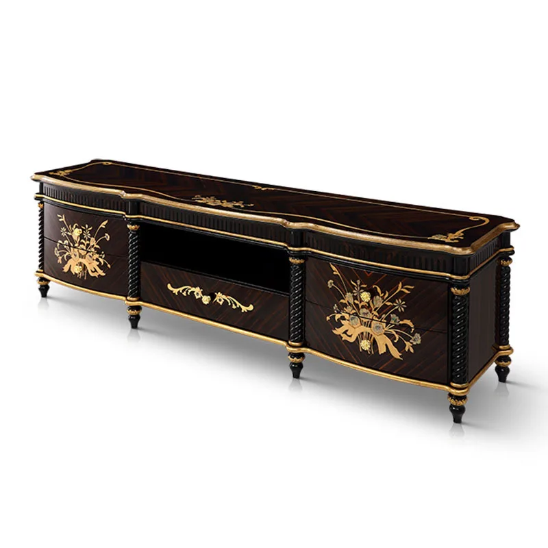 

European TV cabinet coffee table combination veneer shell parquet living room furniture set size apartment TV locker