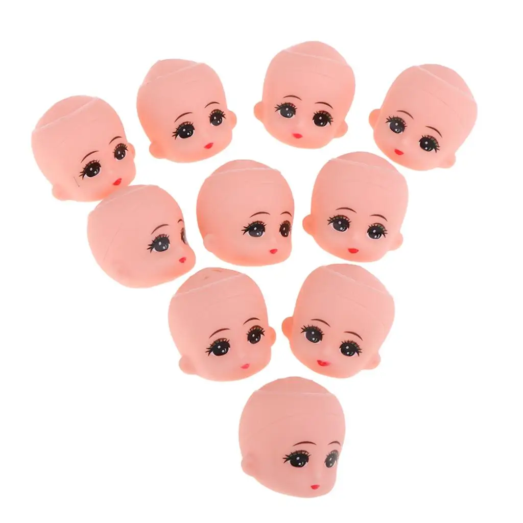 10 Uds cabeza de ojos grandes cabeza calva esculpida para Mini llavero muñeca personalizada