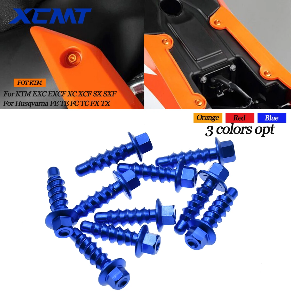 Self Tapping Screws Bolts Fastener Kit 10Pcs CNC Aluminum For KTM EXC SX Husqvarna FE TE FC FX TX 2004-2023