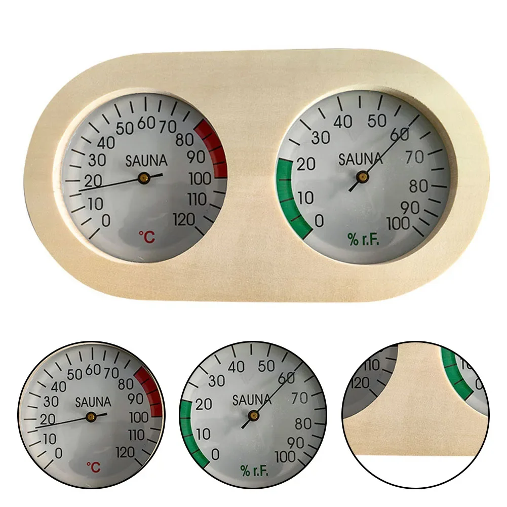 Humidity Gauge Hygrometer Device Multifunctional Design Natural Wood Material User-Friendly For Home Use 235*130mm