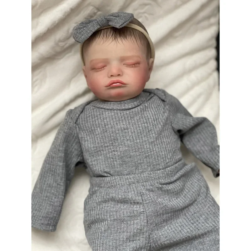 19inch Reborn Bebe  Rosalie Newborn Dolls Sleeping Baby Handmade Painted Lifelike 3D Skin with Visible Veins