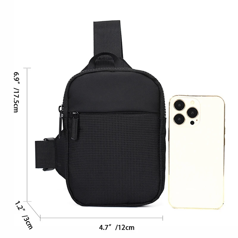 Mini-Brusttasche für Herren und Damen, lässige Umhängetasche, wasserdichtes Nylon, für Outdoor-Aktivitäten, Laufen, Radfahren, Reisen, Handytaschen – Detail 6