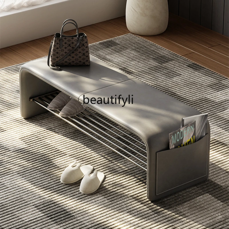 Italian Minimalist Shoe Changing Home Footstool Storage Shoe Cabinet Home Multi-Functional Bench