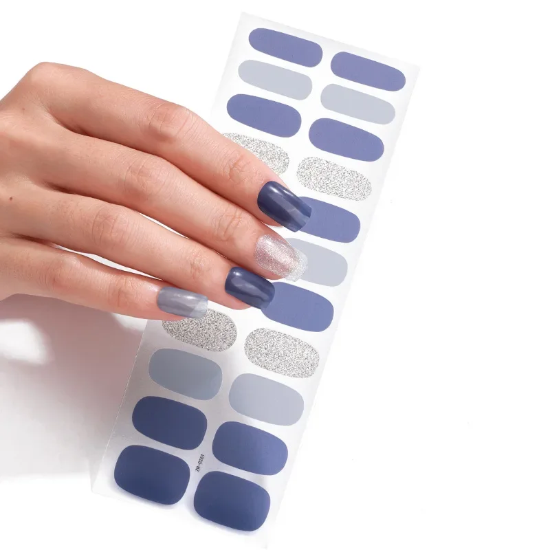 Semi-cured Gel Nail Stickers Solid Color Nail Semi-baked Tips Full UV Nail Need Decals Paste Lamp N0R7 Ideal Gift Beauty Tool