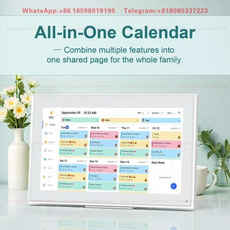 10 16 21 27 32 Inch Wall Planner Digital Calendar & Chore Chart, Smart Touchscreen Interactive Display For Family Schedules