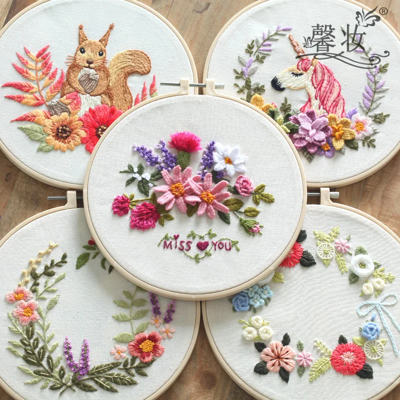ヨーロッパ風刺繍diy素材キット半完成品簡単教則家庭用布地縫製道具と完成品