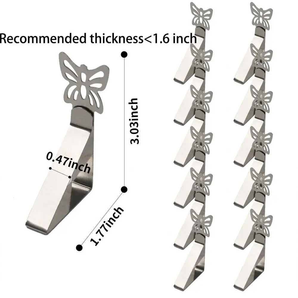 12pcs Stainless Steel Tablecloth Clips Multi-functional Butterfly Shape Table Cloth Holder Universal Picnic Table Clips