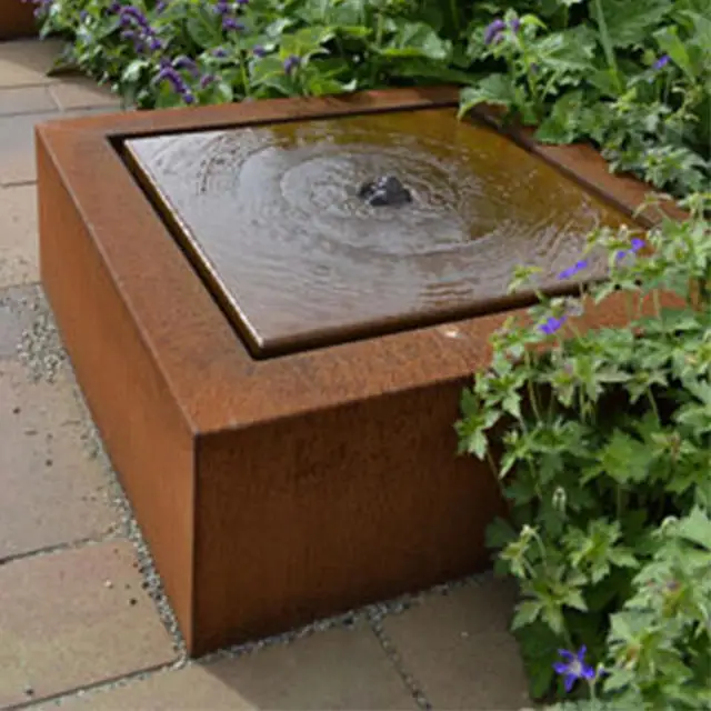 Corten Steel Round Sculpture Water Fountain for Garden