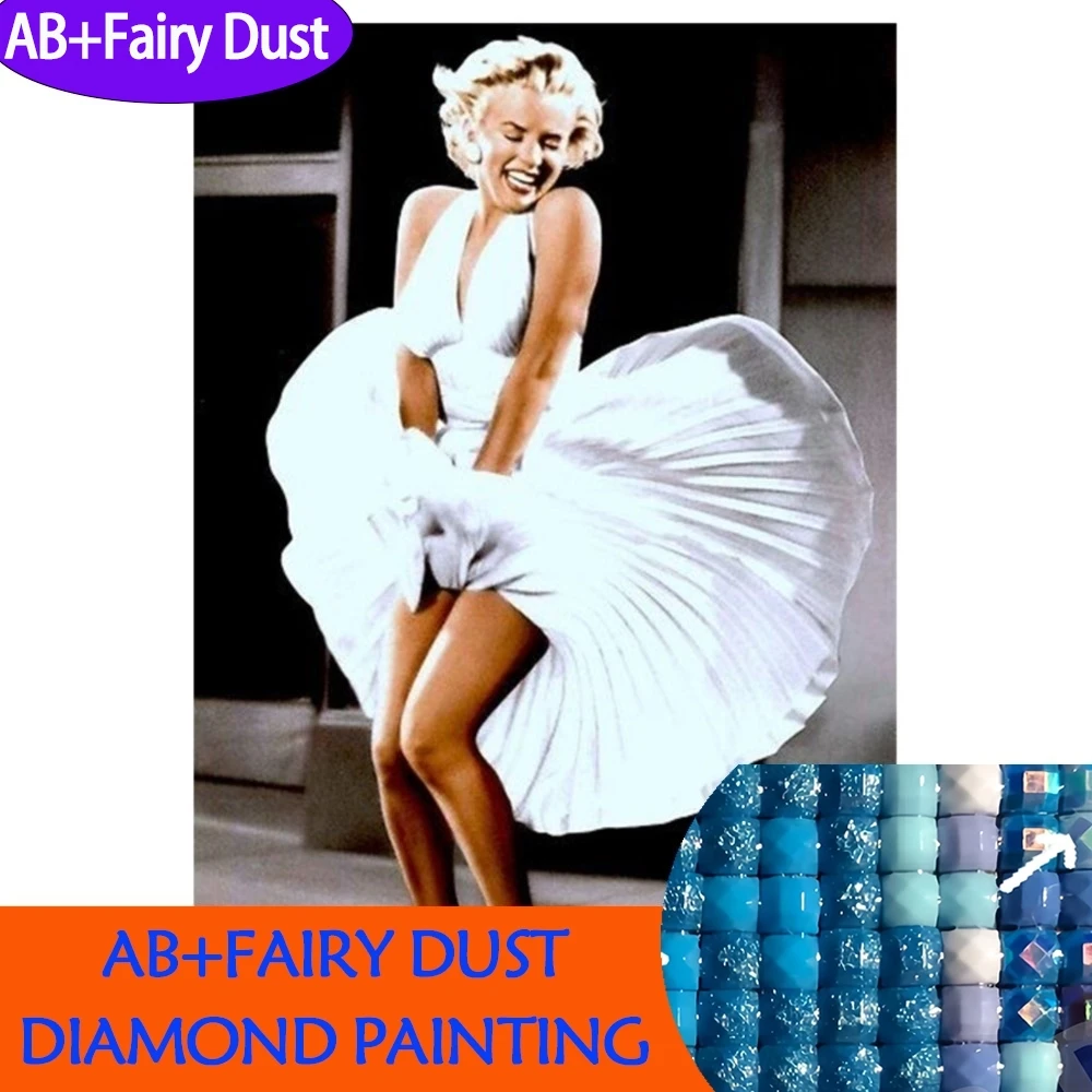 AB الجنية الغبار ألواح تلوين حرفية لامعة غرزة مارلين مونرو 5D DIY التطريز حجر الراين اللوحة