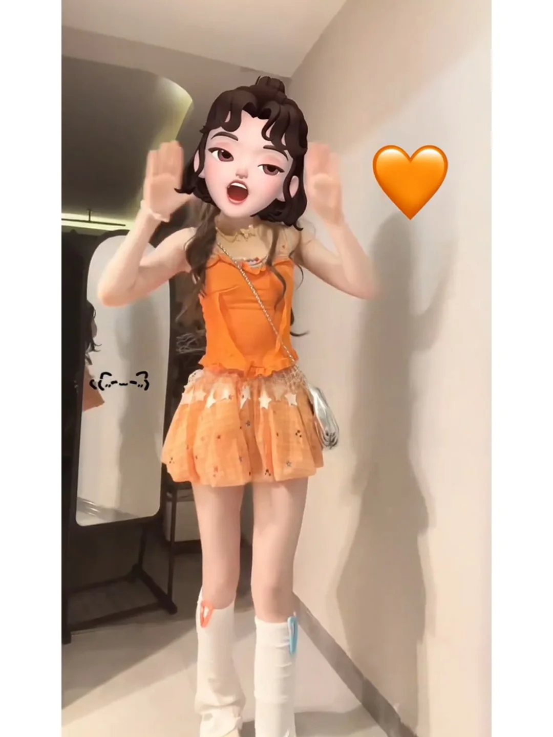 ชุดเซ็ตสองชิ้น เสื้อครอปเอวเข้ารูปลายสก็อตสีส้มหวานสไตล์ฤดูร้อน พร้อมกระโปรงทรงดอกไม้ สำหรับผู้หญิง