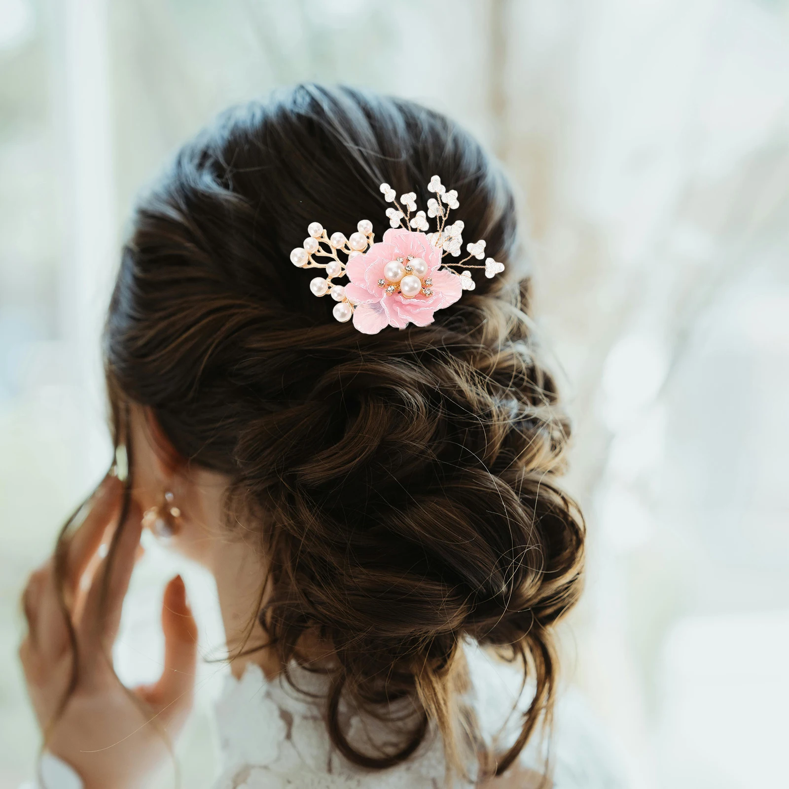 

Headgear Pearl Flower Hair Bridesmaid Clip Bridal Plastic Decorative Elegant Hairpin