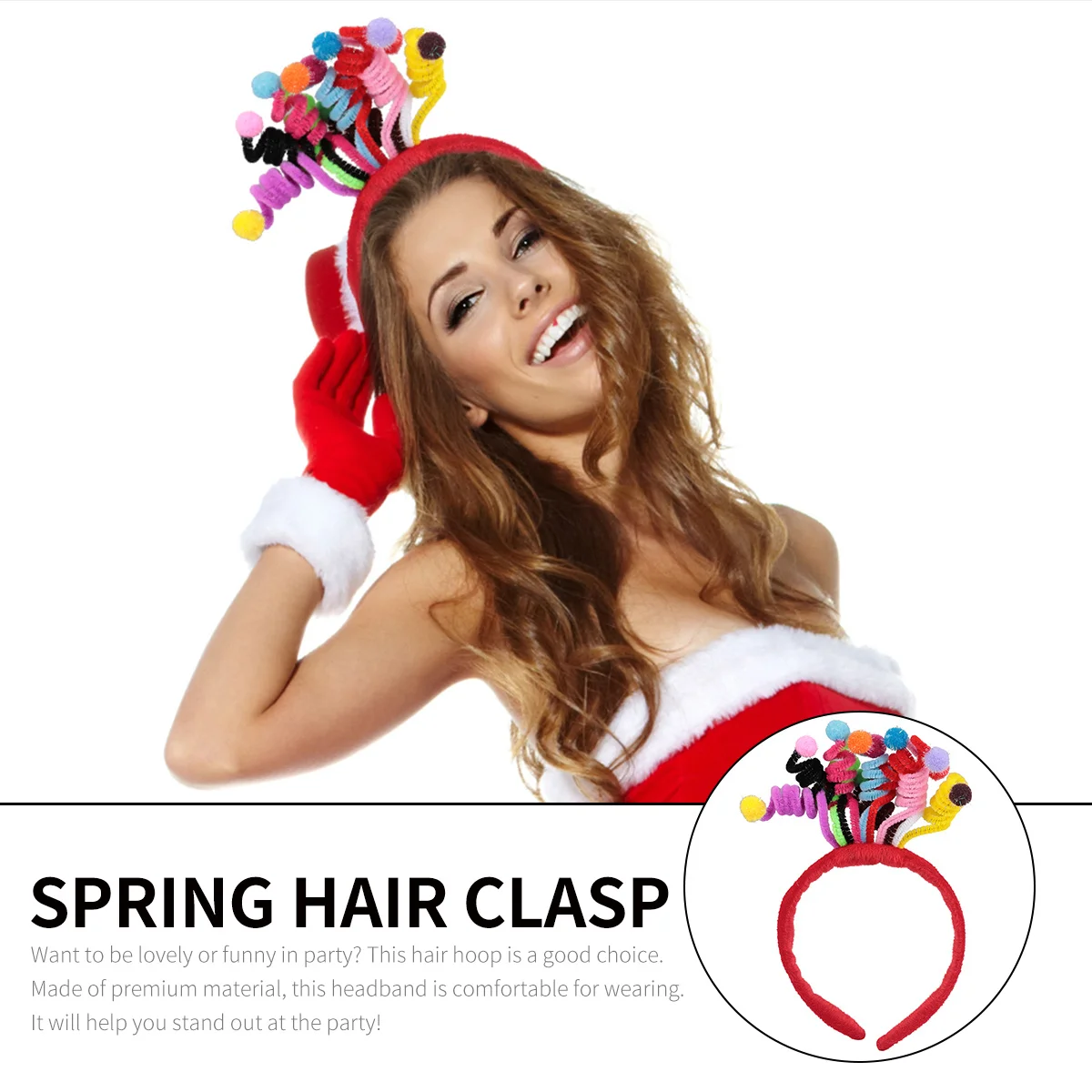 

1Pcs Design Spring Ball Hairband Colorful Hair Hoop Carnival Party Photo Prop Colorful Hair Band Carnival Party Prop