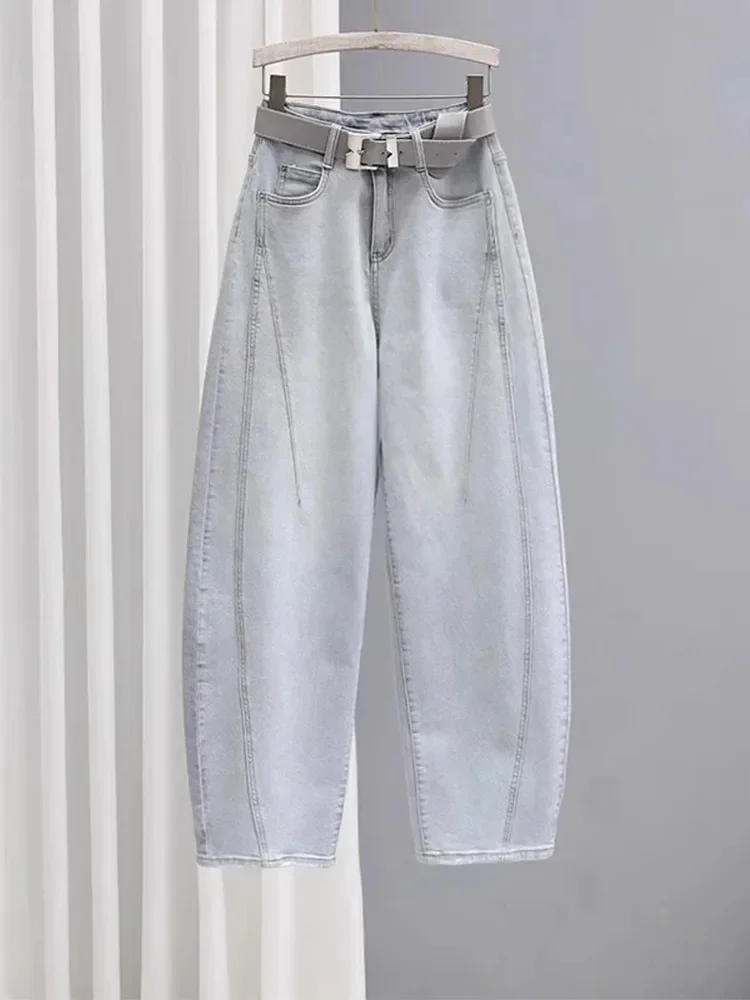 

2025 Spring Summer New Loose Dad Jeans Women Wide Leg High Waist Elastic Banana Pants Faionable Long Trousers Casual Commute